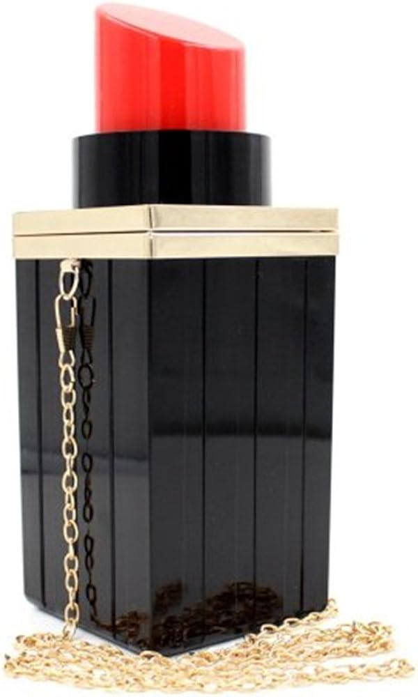 Shiratori Women Acrylic Black Lipstick Shape Evening Bags Purses Clutch | Amazon (US)