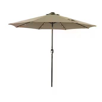 CASAINC 9-ft Tan Solar Powered Crank Market Patio Umbrella | Lowe's