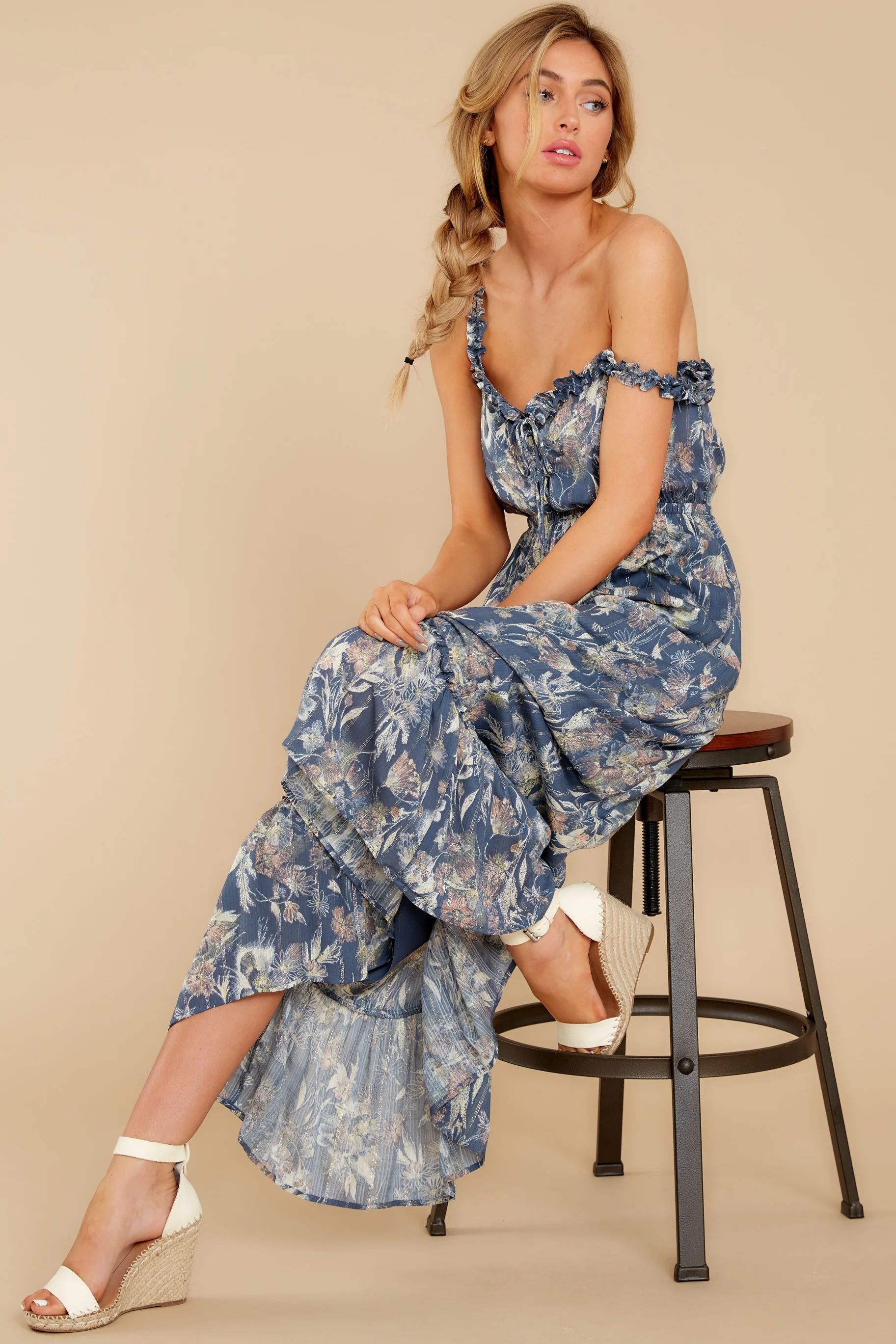 With Your Love Navy Floral Print Maxi Dress | Red Dress 