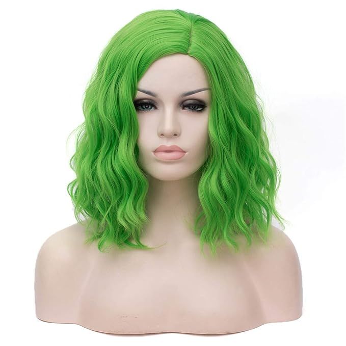 Cying Lin Short Bob Wavy Curly Wig Green Wig For Women Cosplay Halloween Wigs Heat Resistant Bob ... | Amazon (US)