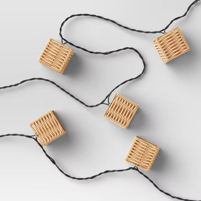 10ct LED Mini Woven Resin Wicker Indoor Outdoor Lantern String Lights Clear Bulbs with Black Wire... | Target