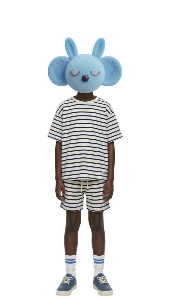 STRIPED TEXTURE T-SHIRT AND BERMUDA SET | Zara US