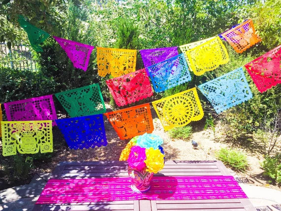 Mexican papel picado banner, tissue paper or plastic garland, fiesta supplies, Mexican party decorat | Etsy (US)