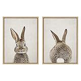 Kate and Laurel Sylvie Bunny Portrait and Bunny Tail Framed Canvas Wall Art by Amy Peterson, 18x2... | Amazon (US)