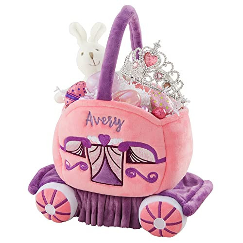 Personalization Universe Pink Princess Carriage Plush Easter Basket – Custom Kids Easter Gift – Baby's First Embroidered Soft Plush Basket | Amazon (US)