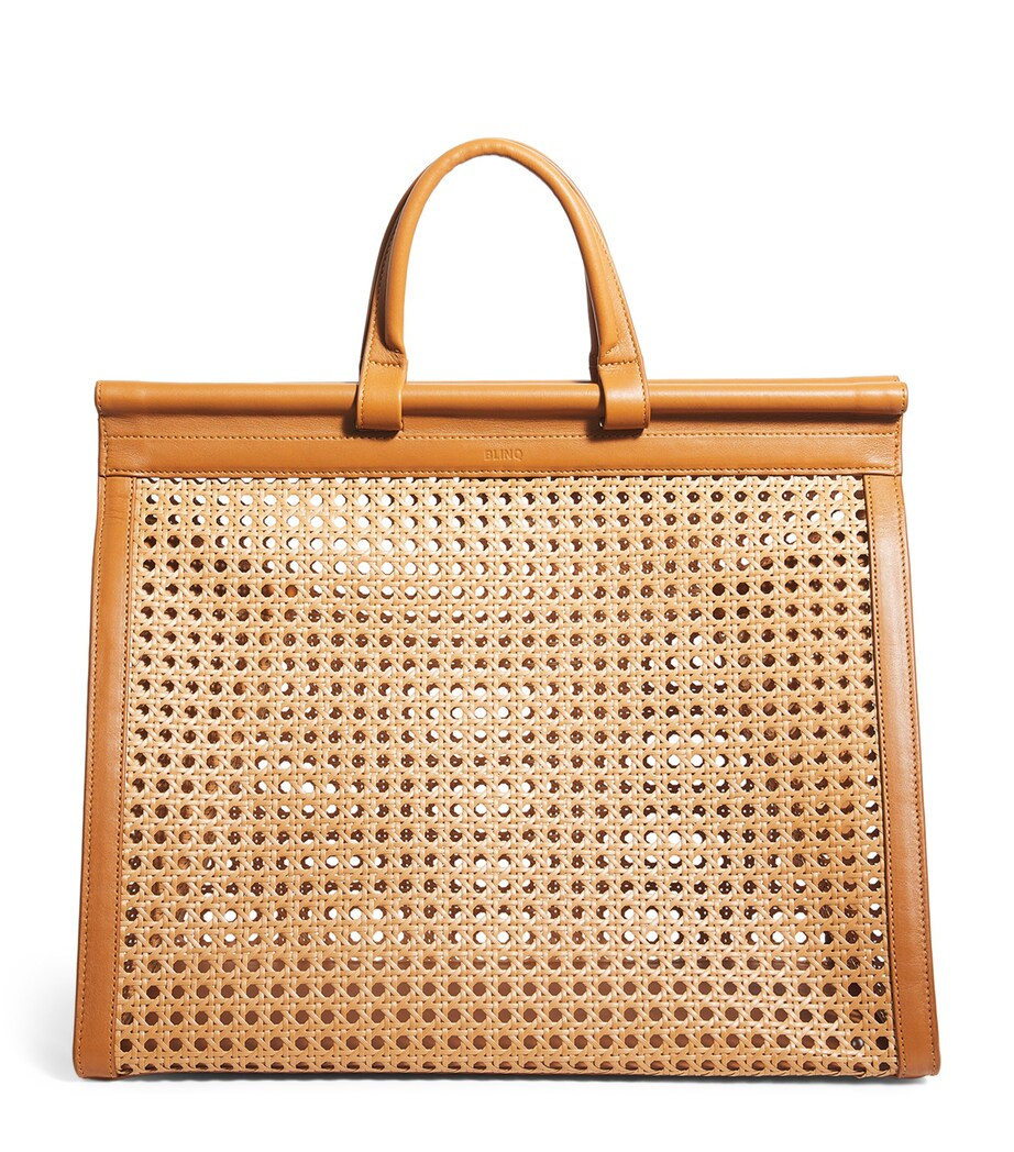 Midi Calfskin-Rattan Porto Top-Handle Bag | Harrods
