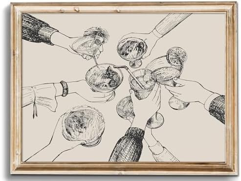 Uniro Cheers Bar Cart Wall Decor, Vintage Cheers Sign Art Prints, Friends Clinking Bar Cart Wall ... | Amazon (US)