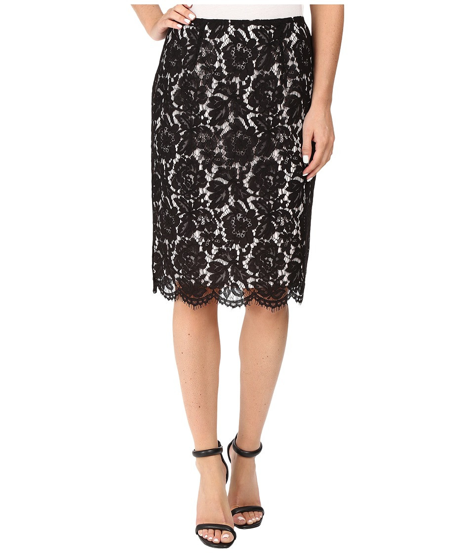 Vince Camuto - Scallop Lace Pencil Skirt (Rich Black) Women's Skirt | 6pm