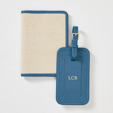 Riviera Italian Canvas Passport Case and Luggage Tag Set | Mark and Graham