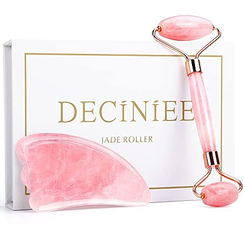Jade Roller & Gua Sha Set, BearKig Jade Roller for Face, Anti-Aging Rose Quartz Face Roller for Skin | Amazon (US)