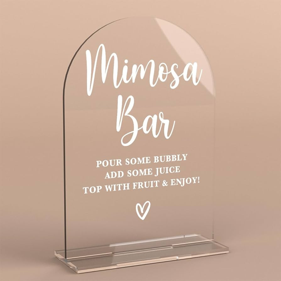 Acrylic Wedding Signs, Bridal Shower Decorations, Mimosa Bar Signs for Reception, Modern Calligra... | Amazon (US)