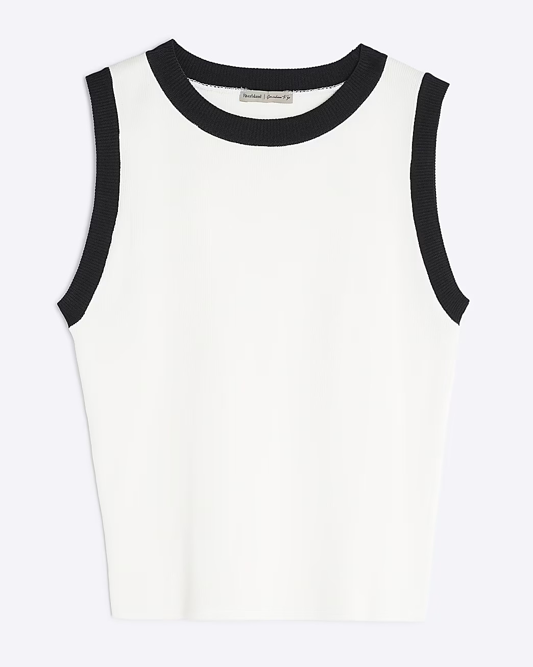 Cream Tipped Knit Tank Top | River Island UK & IE