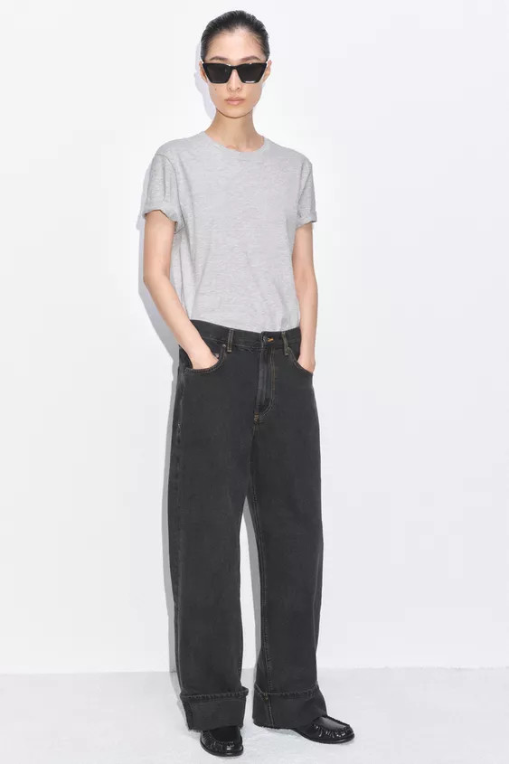 ZW COLLECTION BAGGY MID-WAIST JEANS | Zara UK