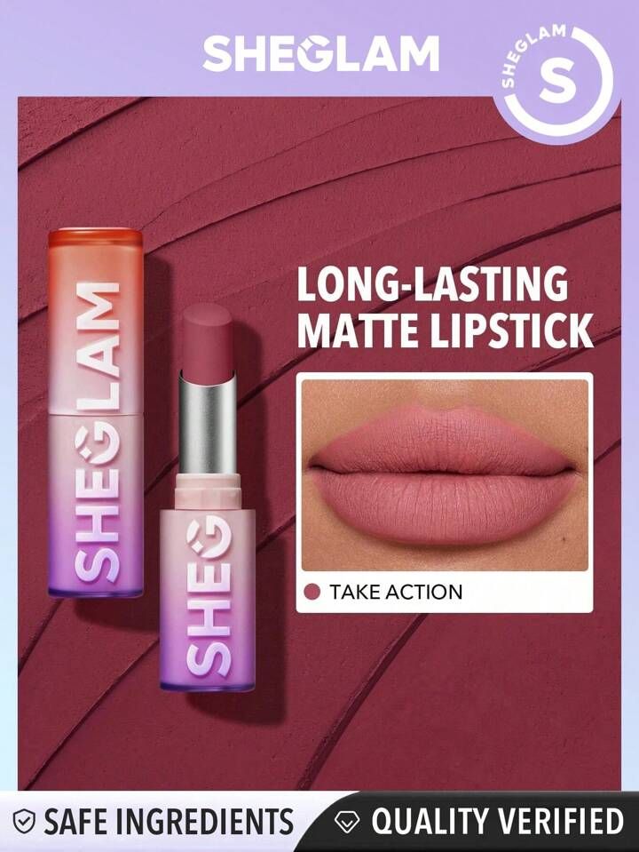 SHEGLAM Dynamatte Boom Long Lasting Matte Lipstick-Take Action 20 Colors Creamy Matte Waterproof ... | SHEIN