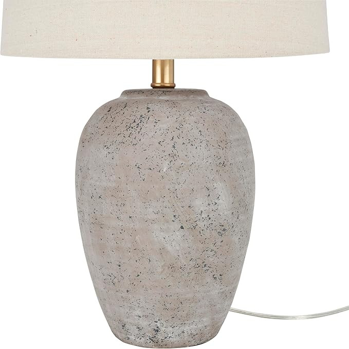 Nourison 23" Rustic Brown (Gray Undertones) Ceramic Pot Table Lamp for Bedroom, Living Room, Dini... | Amazon (US)