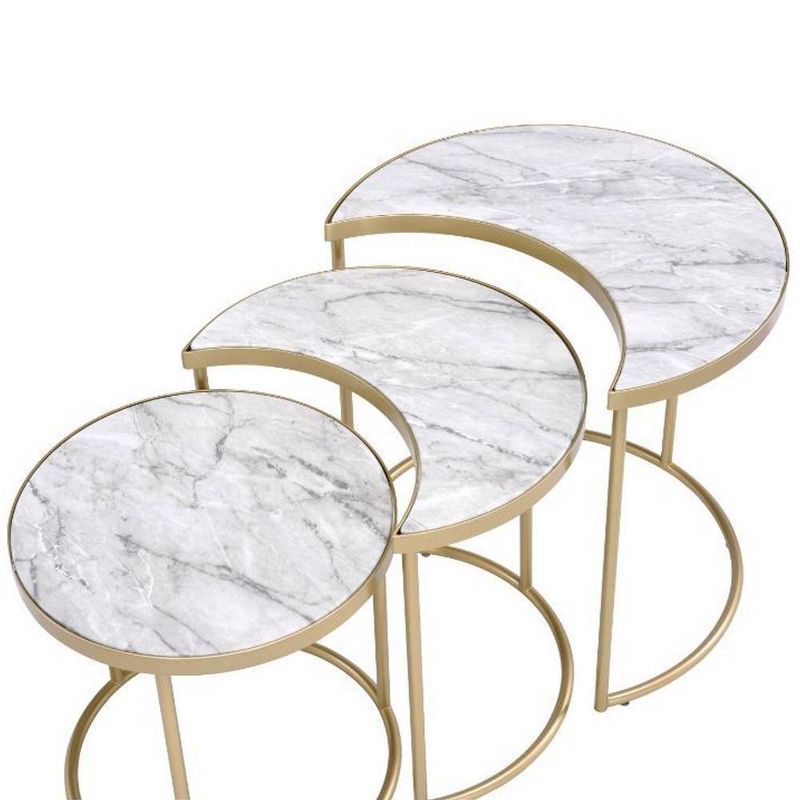 24" Anpay Coffee Table Faux Marble/Gold - Acme Furniture | Target