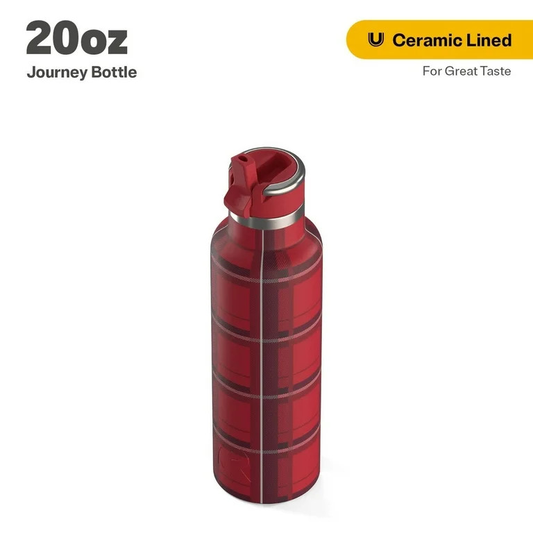RTIC 20 oz Ceramic Lined Insulated Journey Water Bottle, Holiday, Christmas, Leak-Proof Lid, Red ... | Walmart (US)