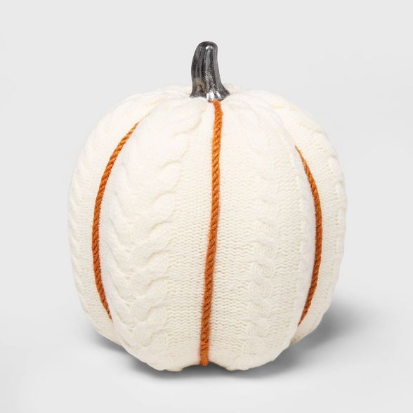 Large Cable Knit Soft Fabric Harvest Pumpkin (with White Contrast Jute Base) - Spritz™ | Target