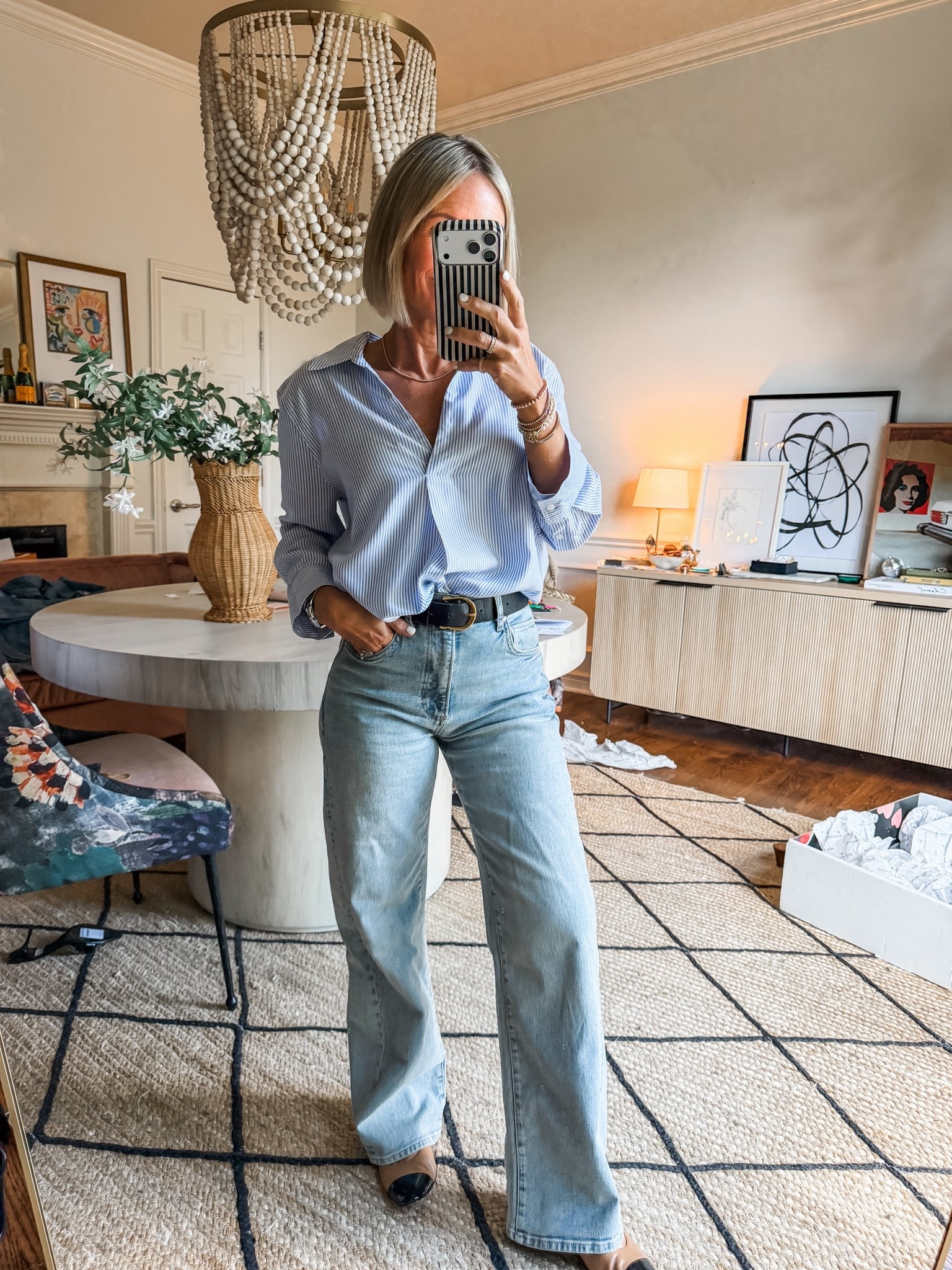 Spring outfit, 
i am 5’2”- jeans in my smaller denim size 24
top in my true size xs

#LTKgrwm #LTKootd #LTKOver40