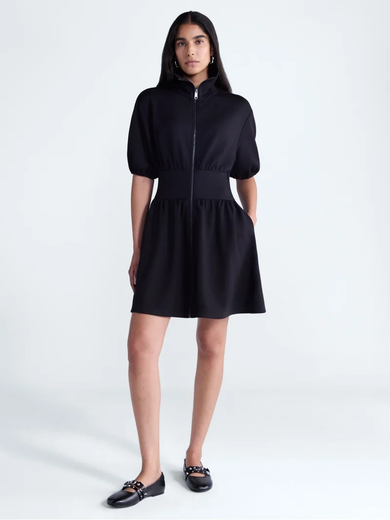 Scoop Women's and Women's Plus Scubaknit Zip Front Dress, Sizes XS-4X | Walmart (US)