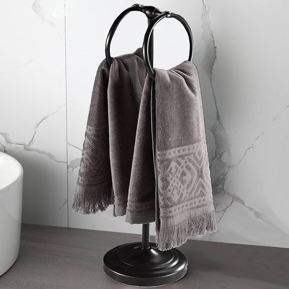 Hand Towel Holder 19'' Tall Hand Towel Rack Double Hand Towel Rings Hand Towel Stand for Bathroom... | Amazon (US)