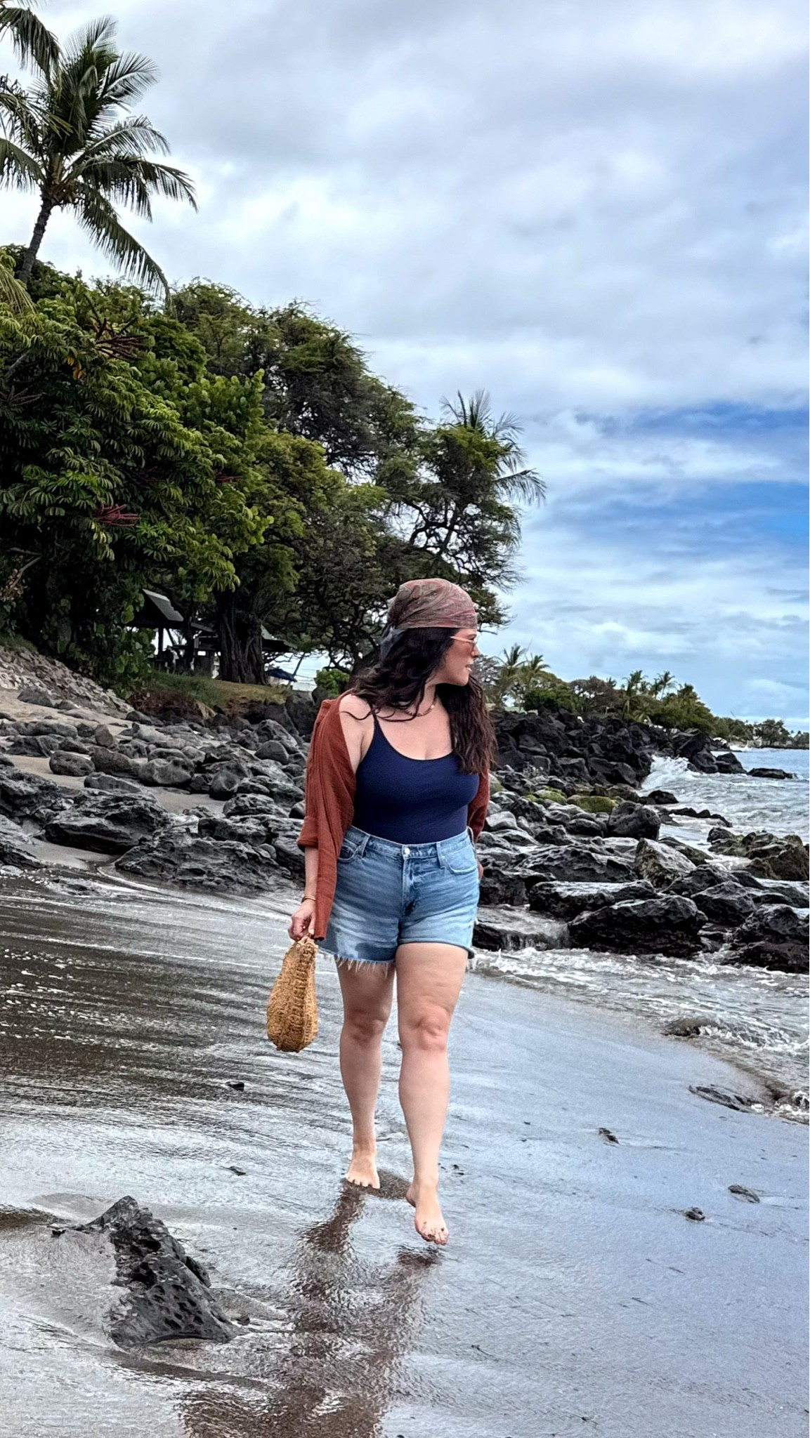 midsize vacation outfit- hawaii outfit, vacay outfit- size 14 summer style.

•one of my favorite simple and comfortable one piece bathing suits xl 
•denim shorts size 32 (i’ve had these for 3 years now) 
•comfy lightweight cover up wearing a large runs oversized and is part of a matching set. 
•silk scarf bandana 
•accessories and crossbody woven bag linked too

#LTKOver40 #LTKSwim #LTKTravel