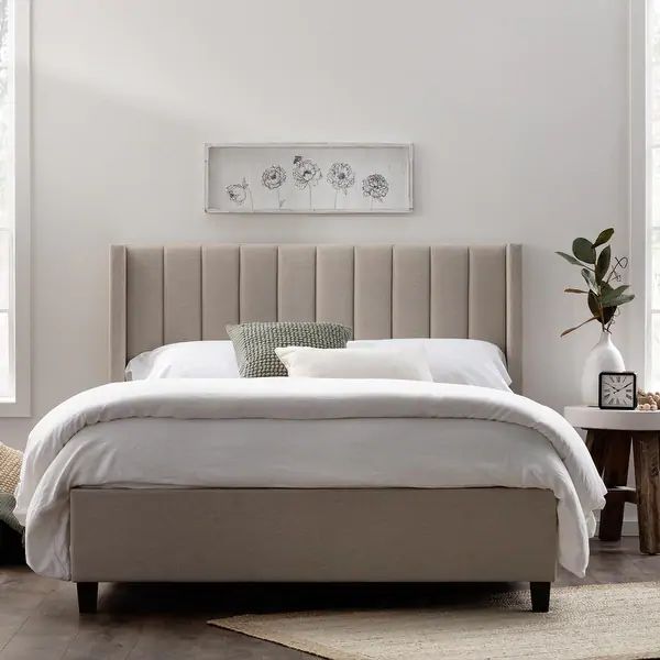 Brookside Adele Vertical Upholstered Bed - Oat - King | Bed Bath & Beyond
