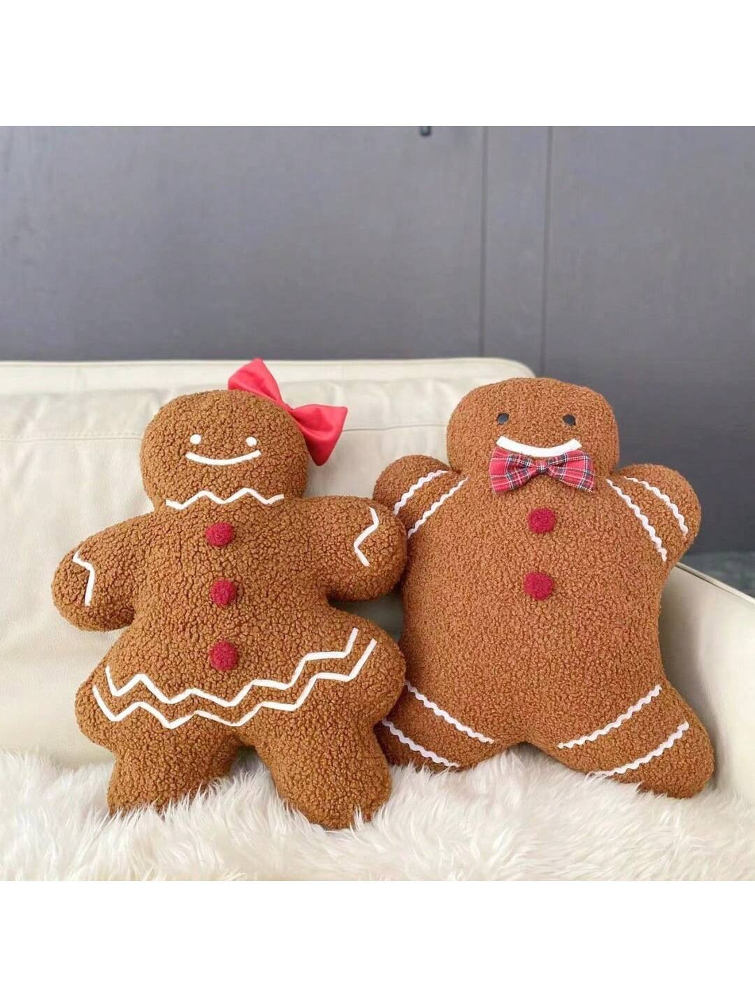 1pc Plush Christmas Gingerbread Man Throw Pillow, Cute & Cozy Decorative Pillow, Holiday Home Dec... | SHEIN