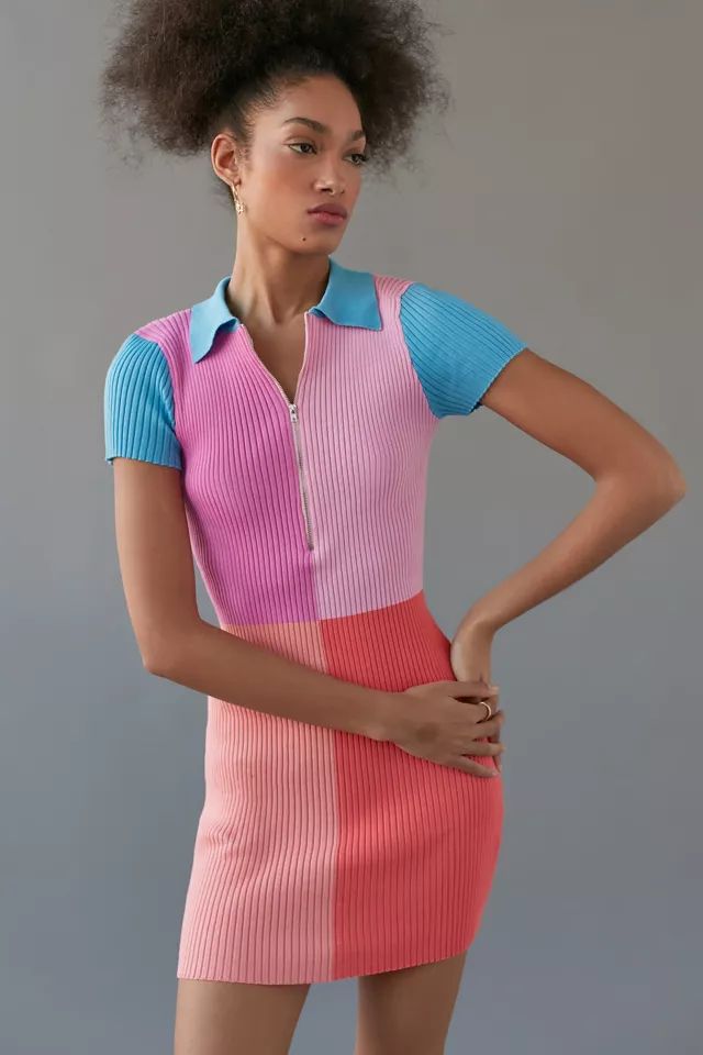 UO Amani Knit Colorblock Mini Dress | Urban Outfitters (US and RoW)