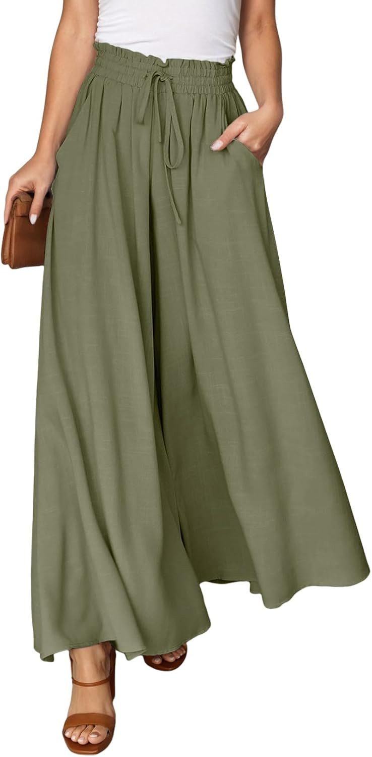 Dokotoo Wide Leg Pants for Women Casual Elastic Waist Drawstring Pants | Amazon (US)