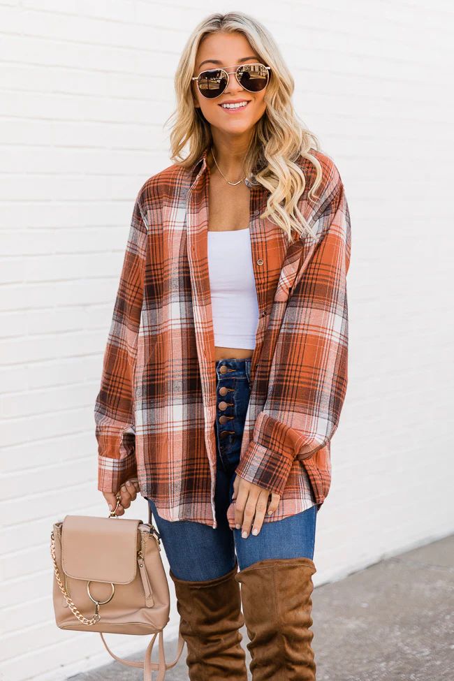 Wondering Through Plaid Orange/Brown Flannel FINAL SALE | The Pink Lily Boutique