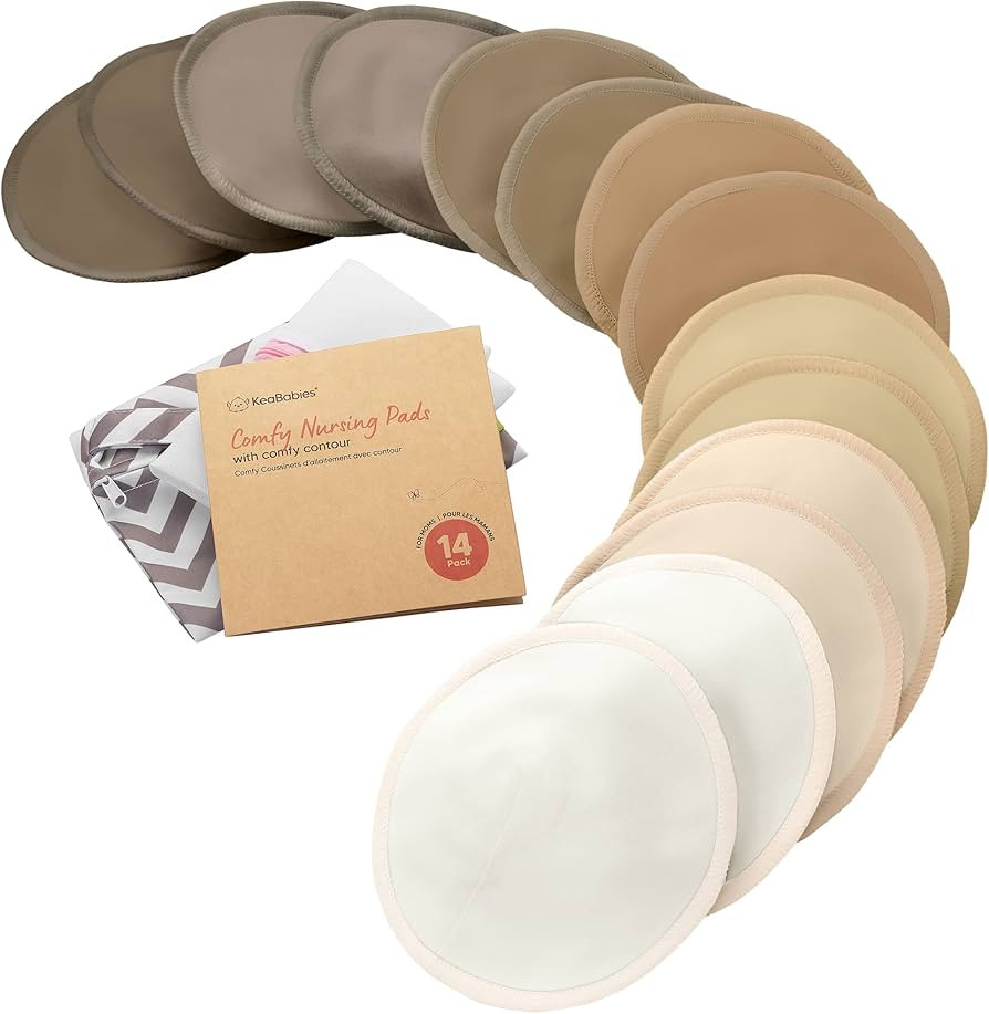 Organic Nursing Pads - 14 Washable Breast Pads for Breastfeeding, Wash Bag, Viscose Derived from ... | Amazon (US)