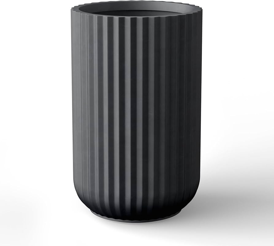 Kante Tall Fulted Planter, 21.7 Inch Tall Round Concrete Plant Pots with Drainage Hole and Rubber... | Amazon (US)