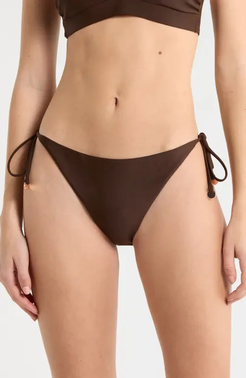 Ramy Brook Benni Side Tie Bikini Bottoms in Beach Brown at Nordstrom, Size Small | Nordstrom