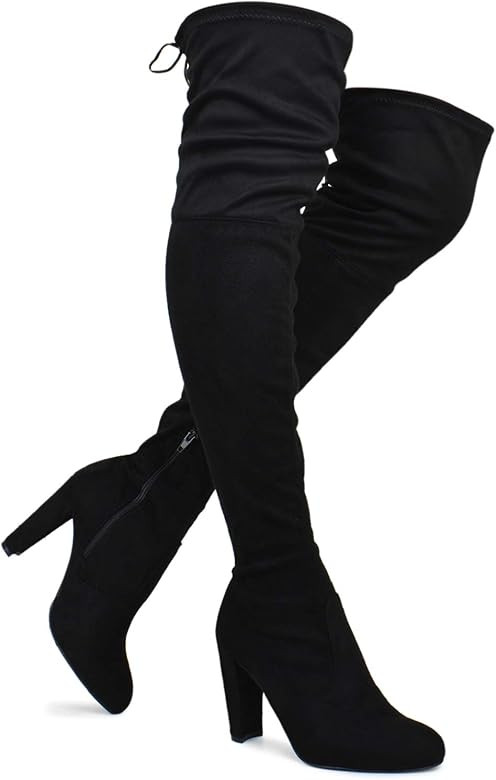 Women's Over The Knee Boot - Sexy Over The Knee Pullon Boot - Trendy Low Block Heel Shoe - Comfor... | Amazon (US)