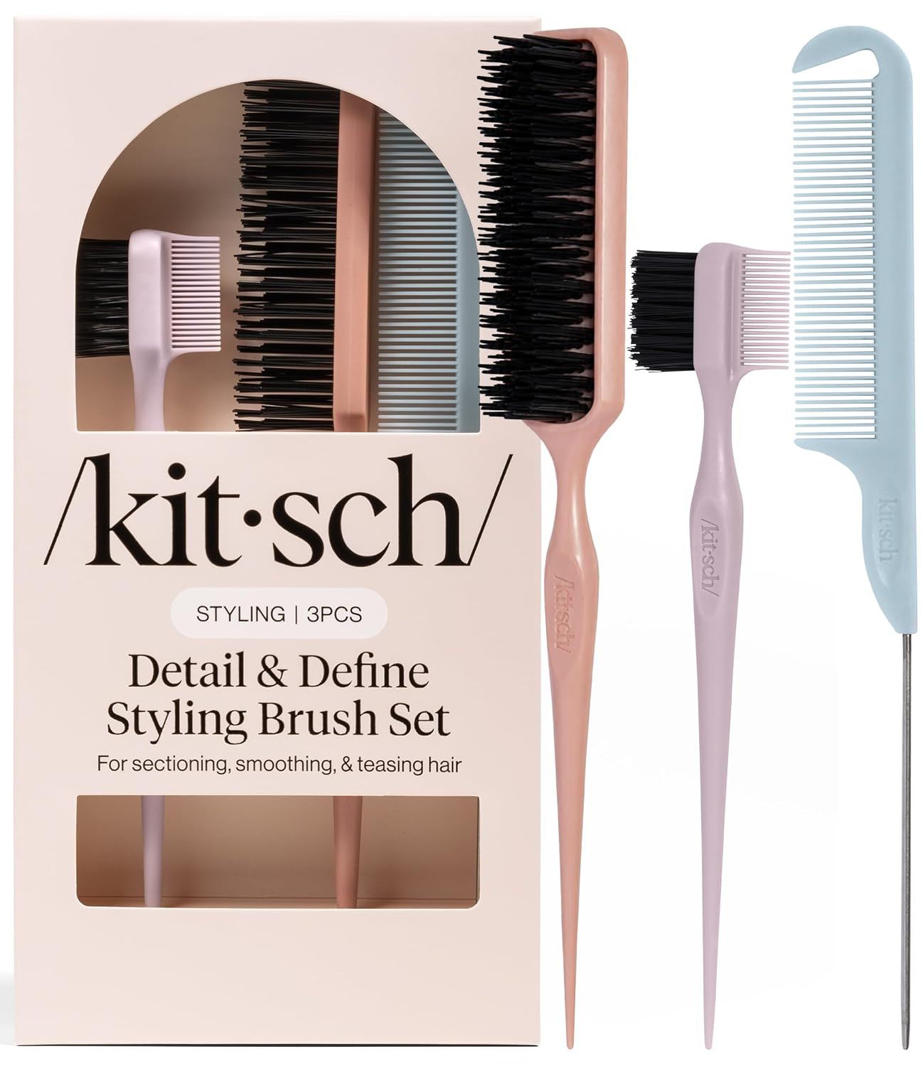 Kitsch Slick Back Hair Brush – Slick Back Brush for Styling | Amazon (US)