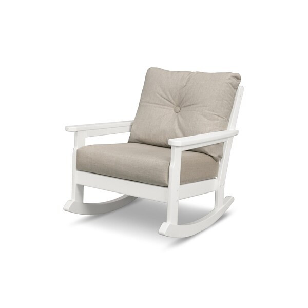 POLYWOOD Vineyard Outdoor Deep Seating Rocking Chair - white/cast ash | Bed Bath & Beyond