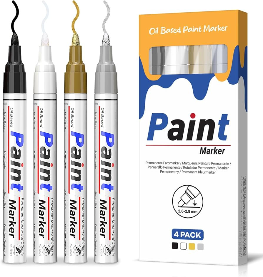 Paint Markers-4 Colors Permanent Oil Based Paint Pens Marker Gold & Silver & Black & White, Paint... | Amazon (US)