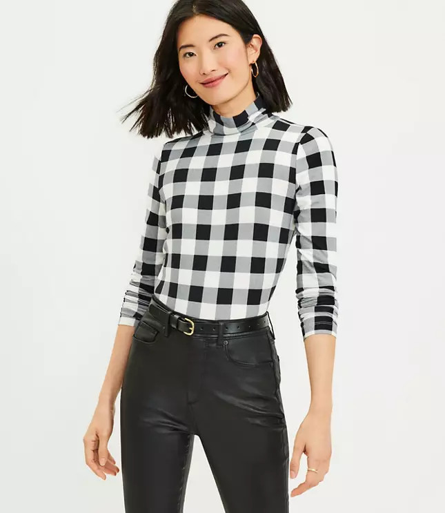 Buffalo Plaid Long Sleeve Turtleneck | LOFT