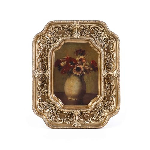 S GMOMENT Small Vintage Picture Frames 2.5x3.5 Antique Rectangular Mini Picture Frames with Glass Front Ornate Victorian Home Decor for Tabletop and Wall Mount Wallet Size Gallery Wall Decor in Bronze | Amazon (US)