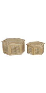 Deco 79 Wood Box with Lid, Set of 2 11", 7"W, Brown | Amazon (US)