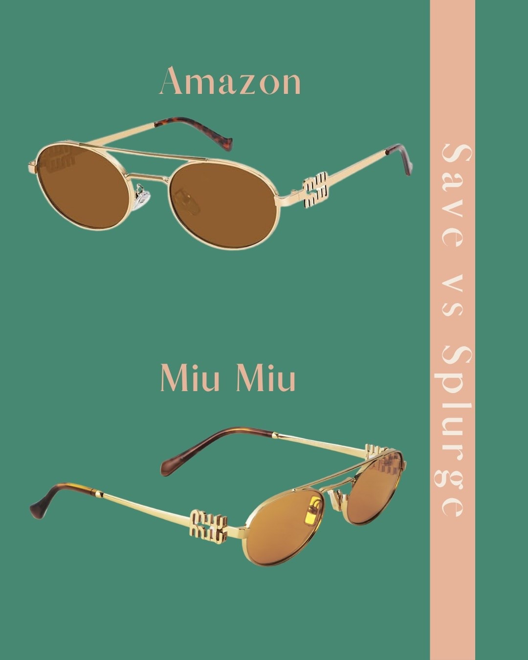 Amazon vs miu miu! These sunglasses are so trendy and fun! The Amazon pair is much more affordable than the designer pair! 

#LTKSummerEdit #LTKFindsUnder50 #LTKStyleTip