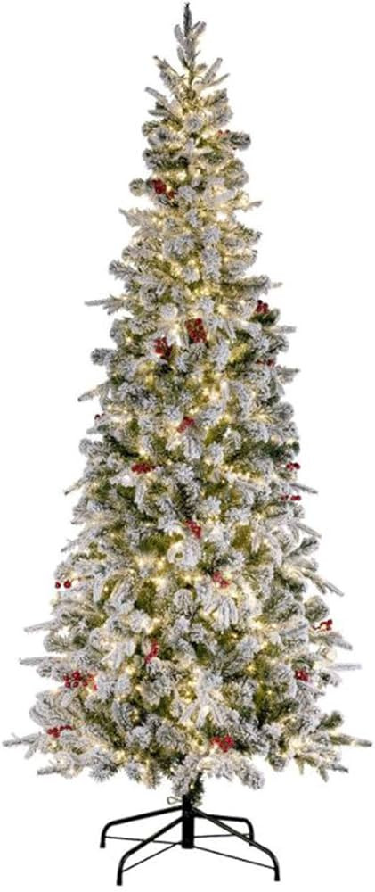 Haute Decor Lexington Artificial Flocked Fir Slim Christmas Tree (7-Foot) | Amazon (US)