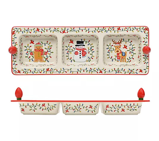 Temp-tations Seasonal 16" Divided Tray with Icons - QVC.com | QVC