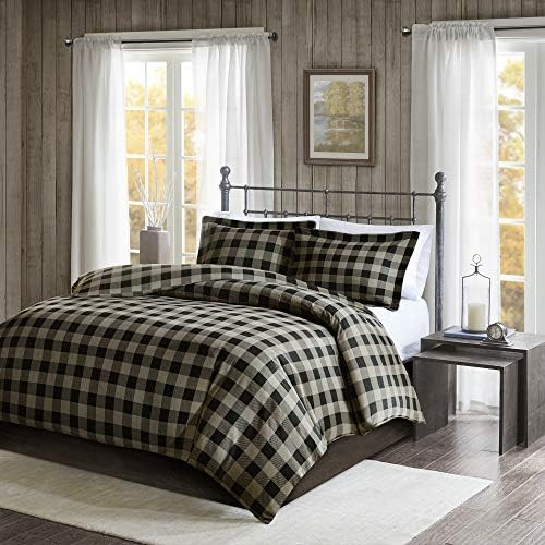 Woolrich Flannel Check Print Cotton Duvet Cover Set Black/Tan Full/Queen (WR12-2293) | Amazon (US)