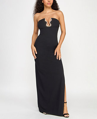 SENI & CADE Juniors' Hardware-Trim Strapless Gown - Macy's | Macy's