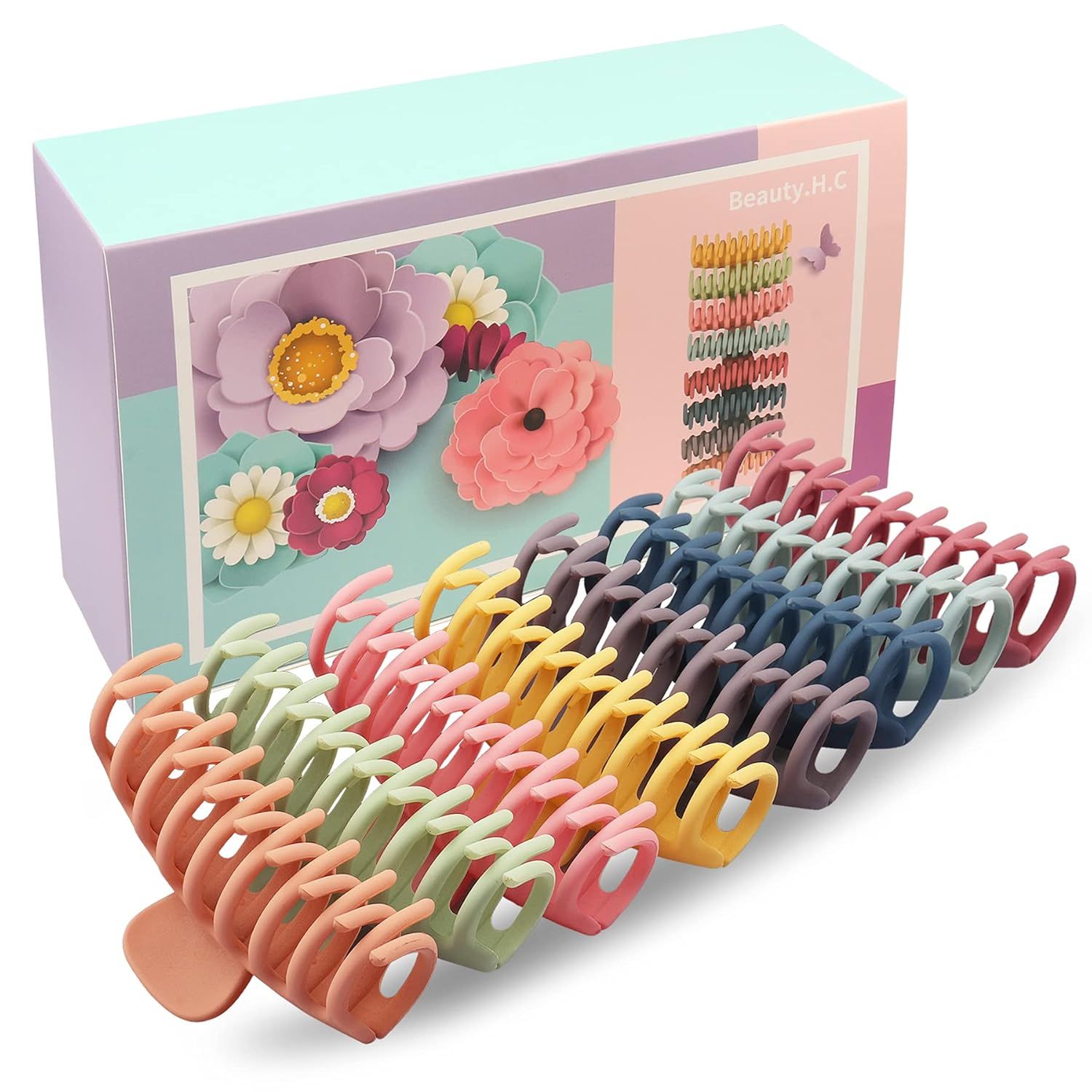 Beauty.H.C 8 Big Hair Clips,Fashion Banana Styling Claw Clip,4.33" Large Nonslip Matte Barrettes ... | Amazon (US)