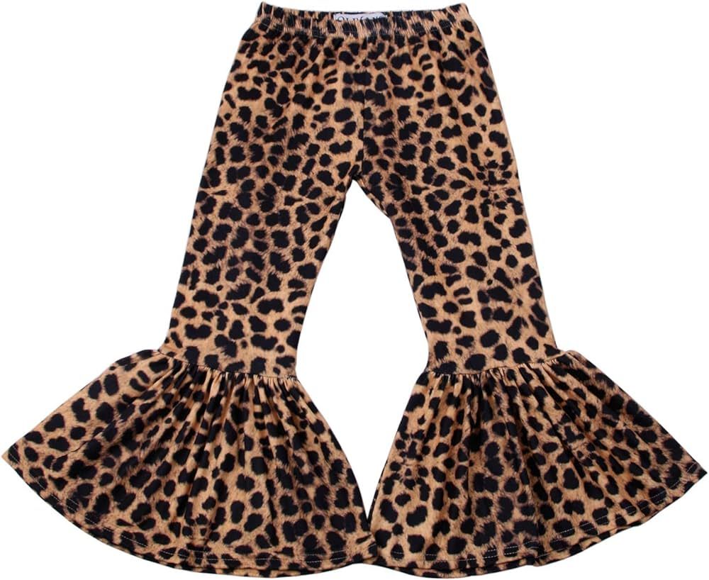 QLIyang Girls Ruffle Leggings Leopard Print Bell Bottoms Flare Pants | Amazon (US)