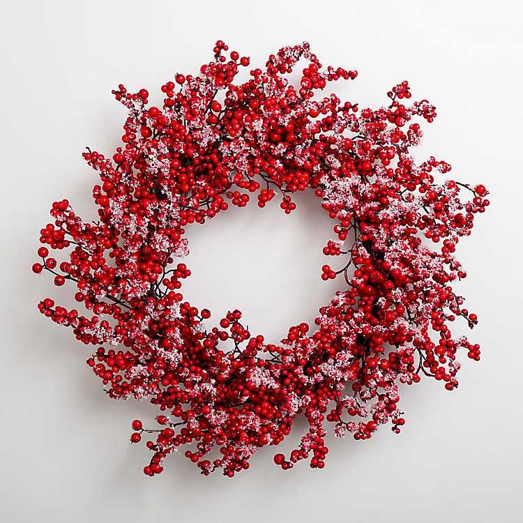 Snowy Red Berry Christmas Wreath | Kirkland's Home