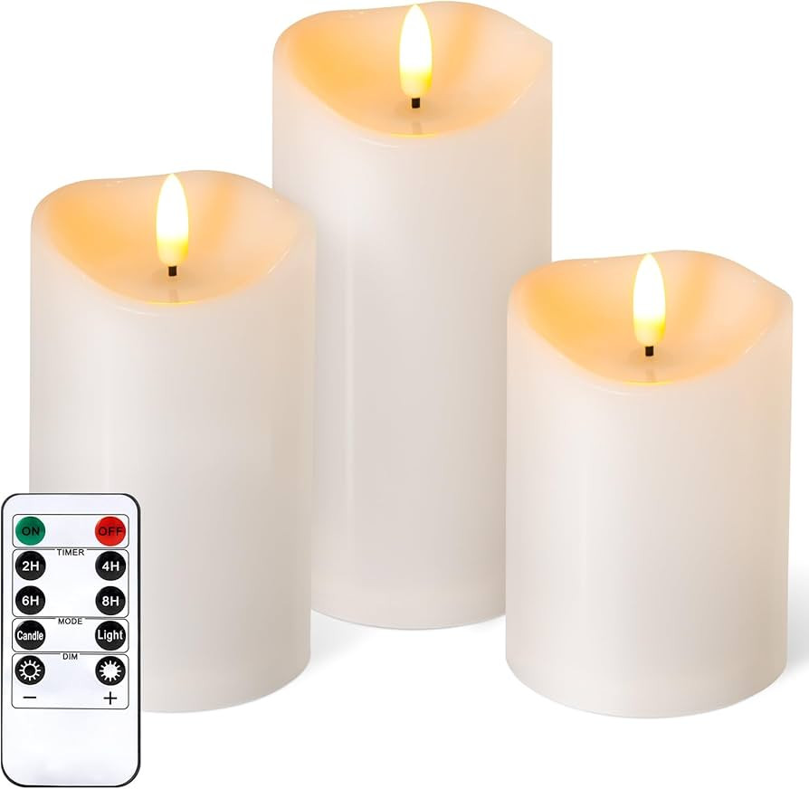NURADA Outdoor Flameless Candles with Remote Timer - Waterproof Realistic Flickering LED Pillar E... | Amazon (US)